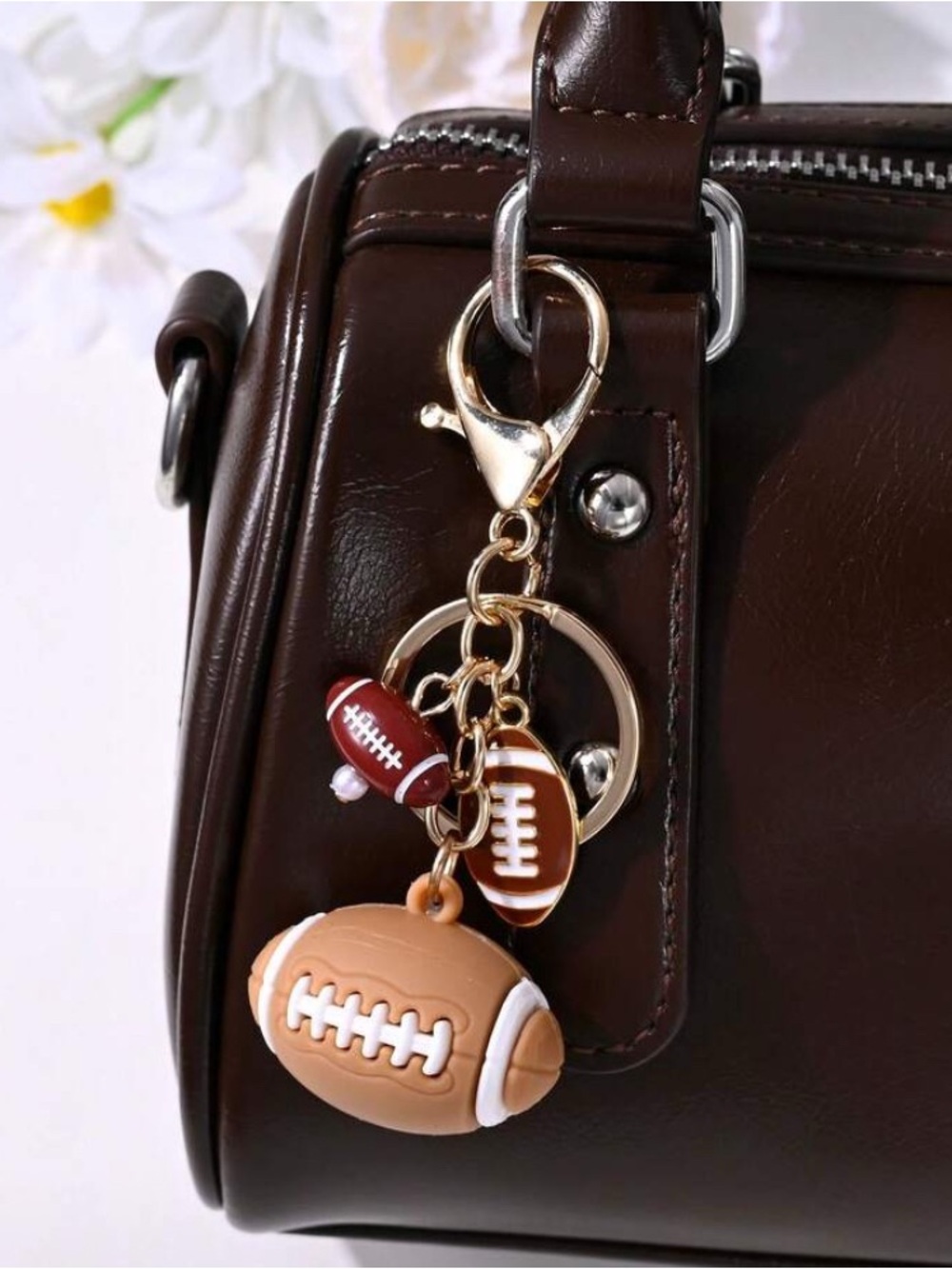 Football Charm Keychain Bag Pendant - Brown